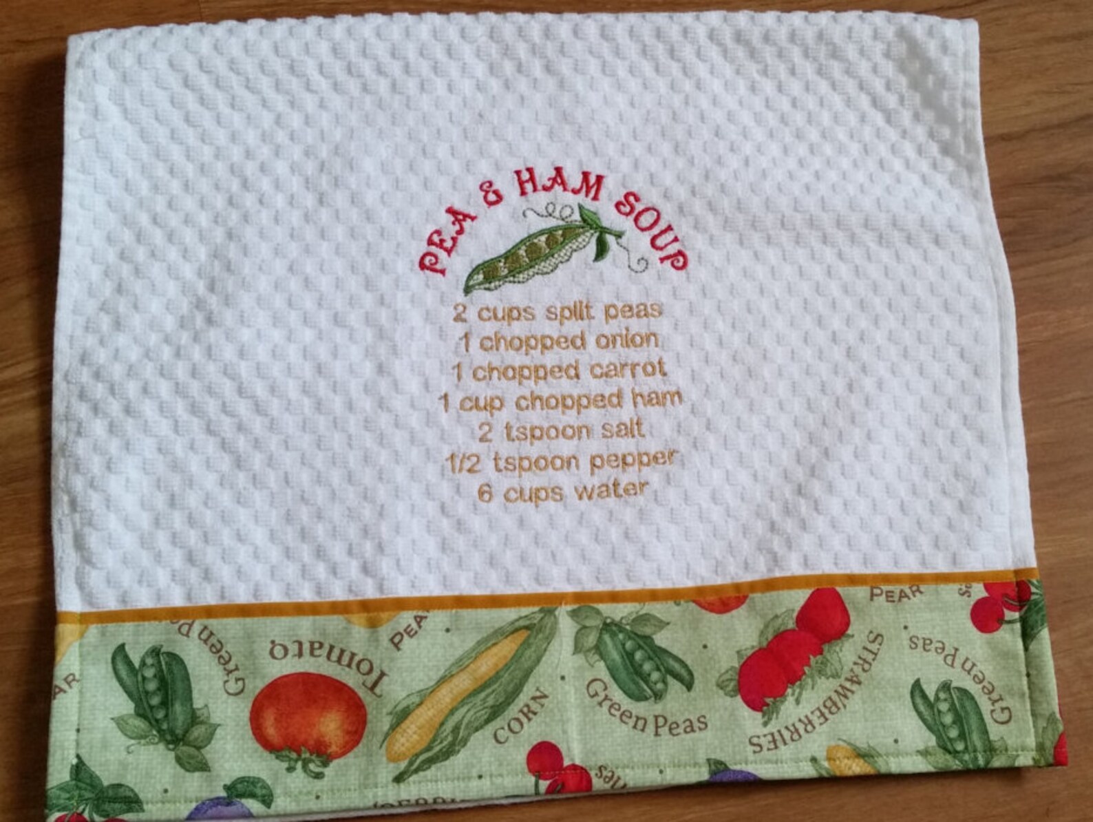 Embroidered Dish Towel/ Soup Recipe Dish Towel/ Waffle Woven Etsy