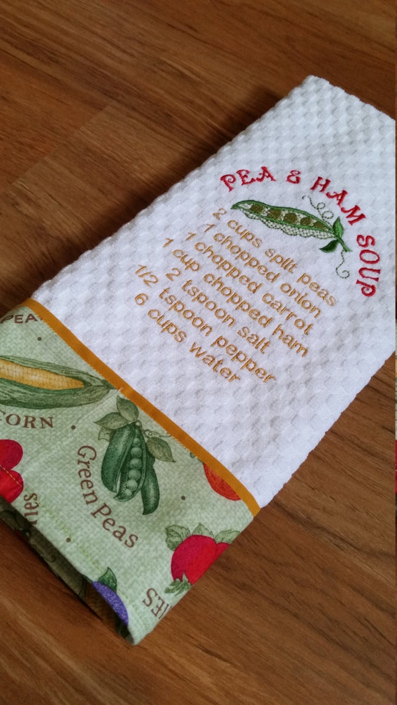 Embroidered Dish Towel/ Soup Recipe Dish Towel/ Waffle Woven Etsy