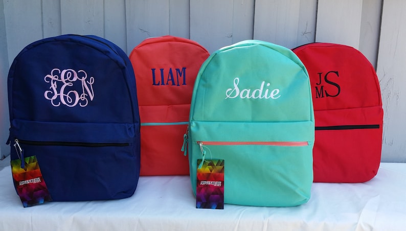 monogrammed book bags