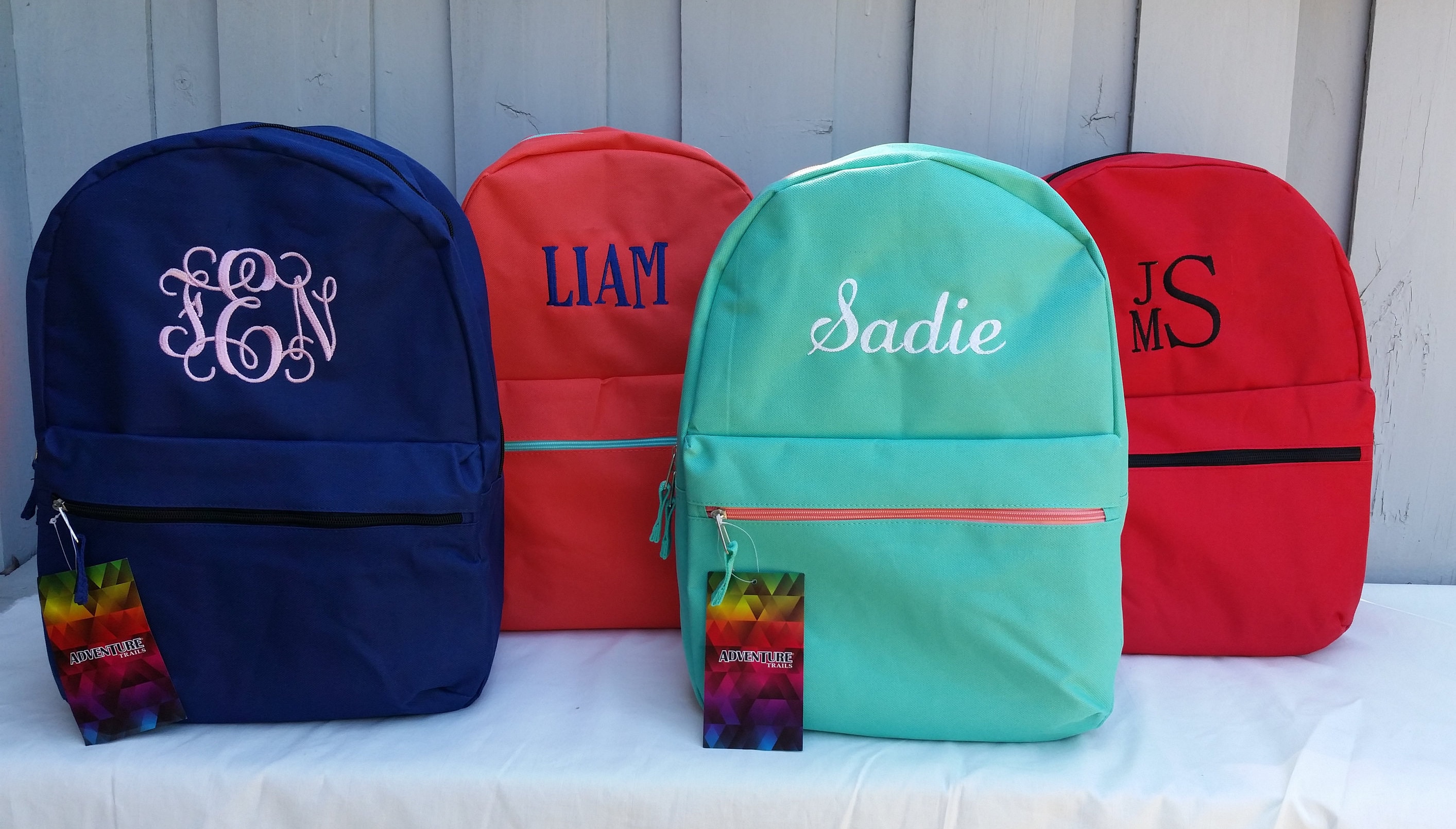 Monogrammed Girls Backpack, Kids Travel Book Bag, Womens Backpack
