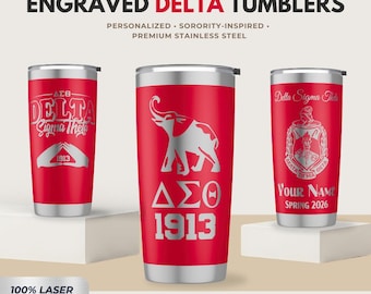 Delta Sigma Theta 20oz Engraved Tumbler – Personalized • DST Sorority Gift • 1913 Crossing Gift