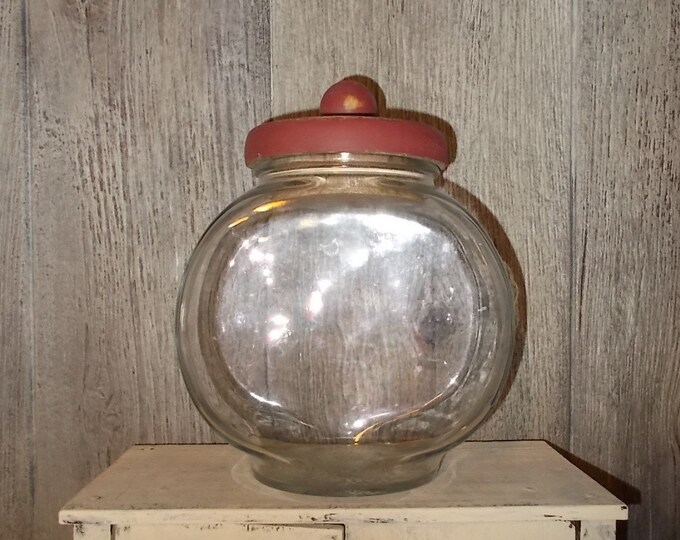 Vintage Glass Cookie Jar With Wooden Lid Snack Holder Candy Etsy