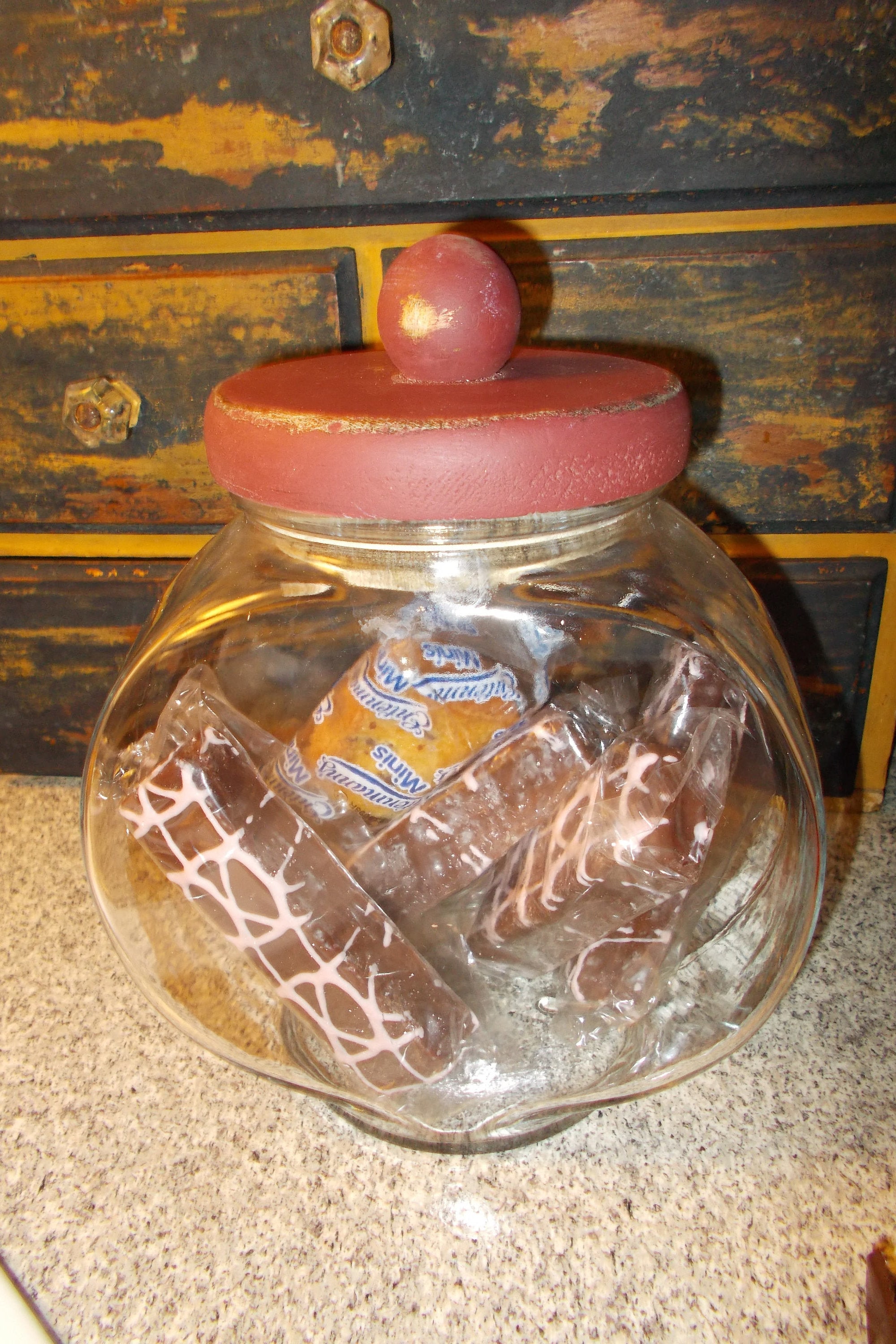 glass cookie jar with wooden lid vintage candy jar kitchen Etsy