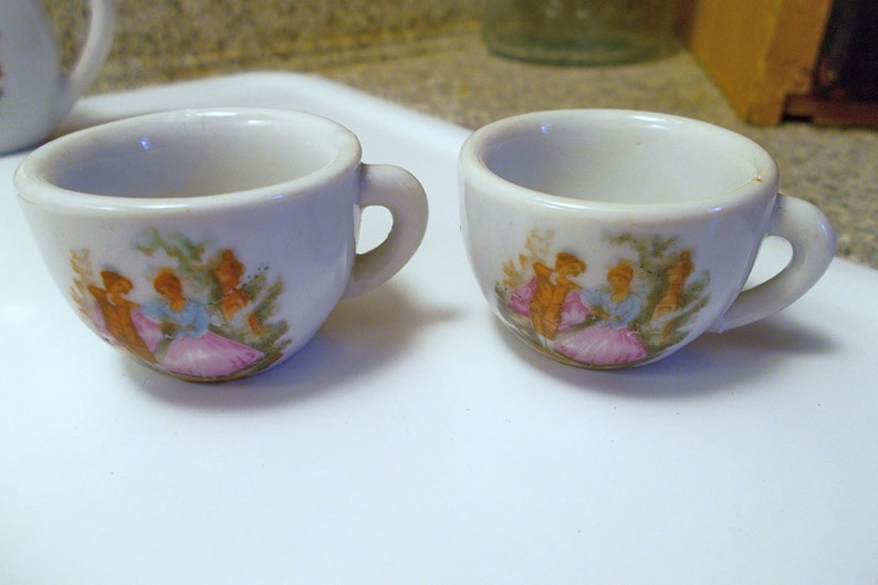 Miniature Tea Set Toy Glass Dishes Dollhouse Furniture Etsy