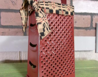 Primitive Tin Cheese Grater, Kitchen Utensil, Vintage Recycled Shelf Prop