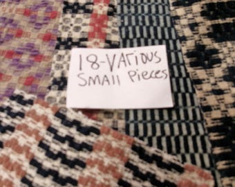 Vintage Antique Coverlet Cloth Scrap Pieces (Set of 18, Small Size) DIY Sewing Project