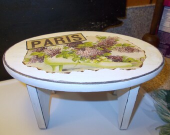 Table Top Stool, Plant Stand, Wooden Riser, Parisian Decor Apartment Furniture, Candle Rest, Doll Bench Seat, Decoupage Wood, Shelf Sitter