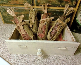 Set of 4 Extreme Primitive, Grungy Corn Cobs, Rustic Fall Bowl Filler