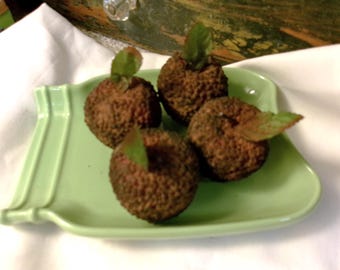 Primitive Blackened Spice Grungy Apples (4 set, 2 by 2 inch) Fall Bowl Filler, Fake Fruit Ornaments