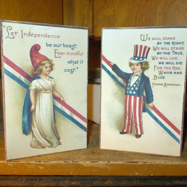 Rustic Patriotic Wooden Blocks, Primitive Americana Mini Signs, July 4th Plaques, Mantle Shelf Sitter, Military Decor Gift, Early Colonial