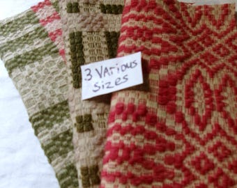Antique Overshot Coverlet Cloth ( 3 Various Sizes) Sewing Supply, DIY Projects