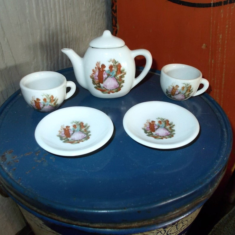 Miniature Tea Set Toy Glass Dishes Dollhouse Furniture Etsy