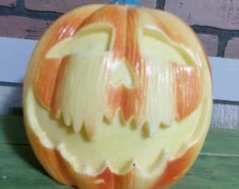 Vintage Plastic Blow Mold Jack O Lantern, Pumpkin Ornament