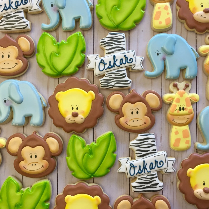 Jungle Animals Decorated Sugar Cookies