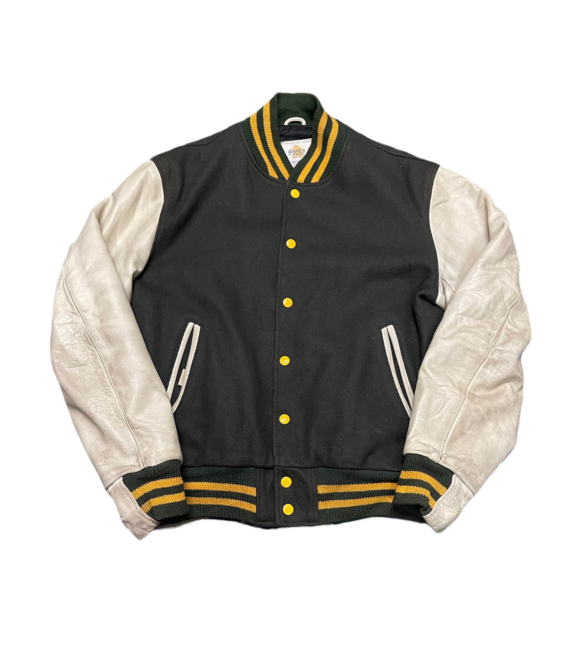 Vintage 80s Golden Bear Varsity Leather Jacket M Size Made in Usa Etsy
