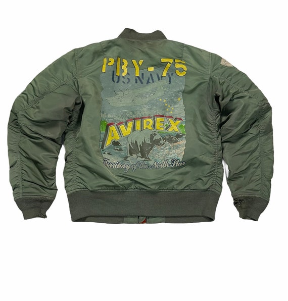 Buy Vintage 90s Avirex MA-1 Flight Jacket With Us Navy Paint 