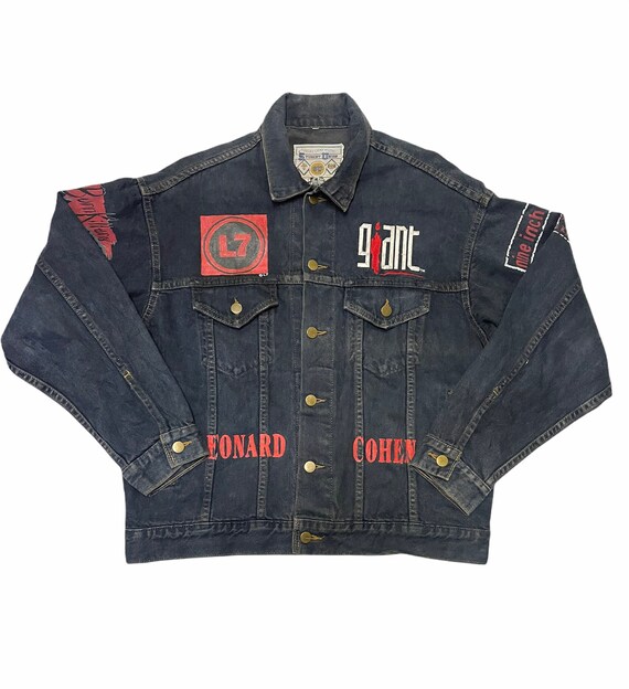 Vintage 90s Denim jacket buy giant embroidery n c… - image 2