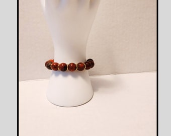 Red Jasper Bracelet with Gold Plated Spacer Beads and Lobster Claw Clasp