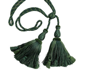 Pair Large Designer Double Tassel Tiebacks , Green Tassel Tieback, Drapery Tiebacks