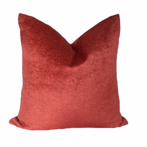 Chili Pepper Lumbar Chenille Pillow Cover - tomato red,  solid color pillow, throw pillow, red cushion cover