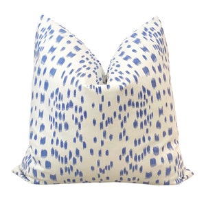 Cadet Blue Abstract Animal Print Cover, TWO SIDED Blue White Pillow Cover