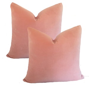 Pair Coral Cotton Velvet Pillow Covers, 20&quot; Coral Pillow Covers