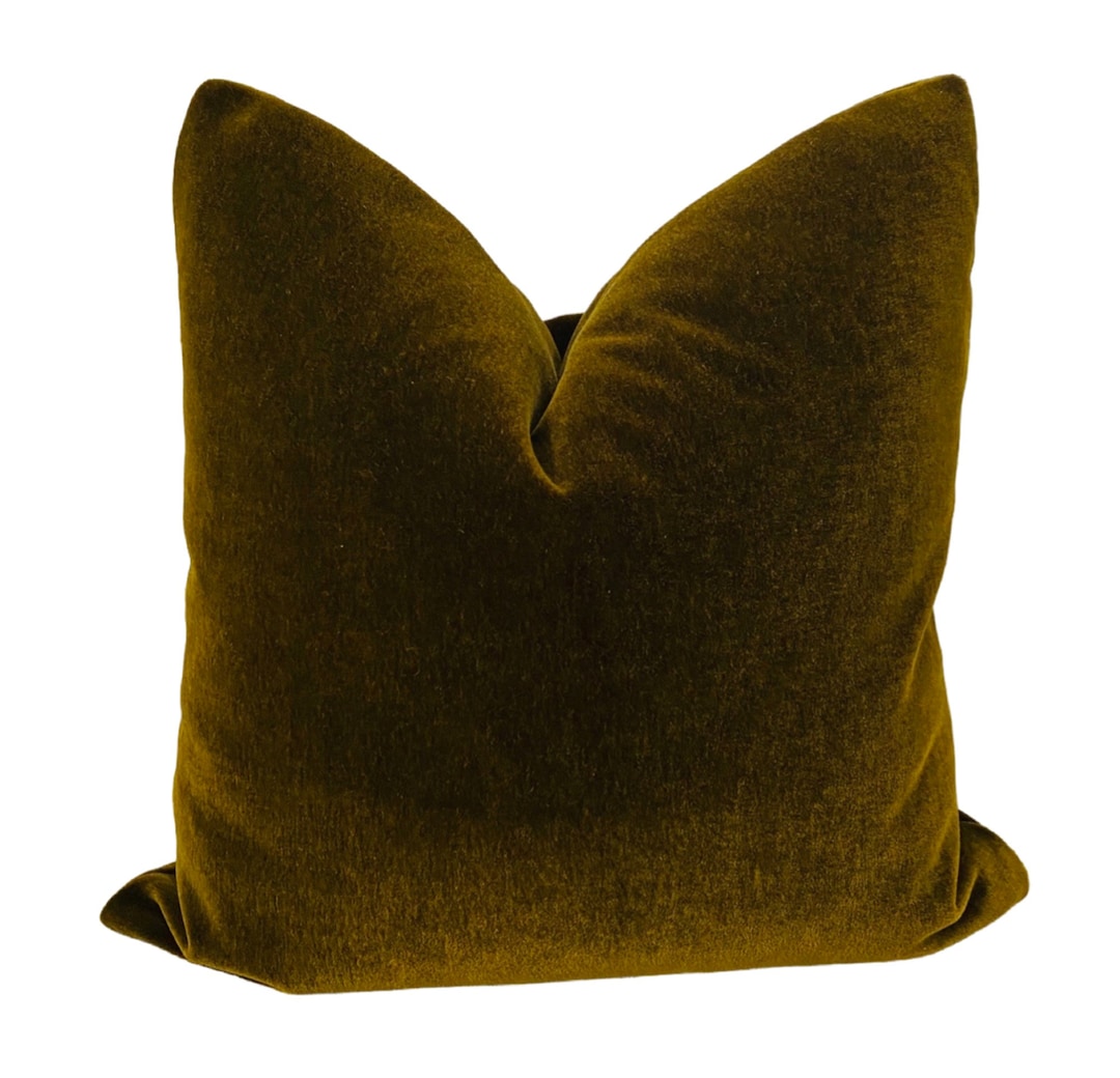 Olive Brown Mohair Pillow Cover, Lumbar Mohair Pillow Cover, Dark