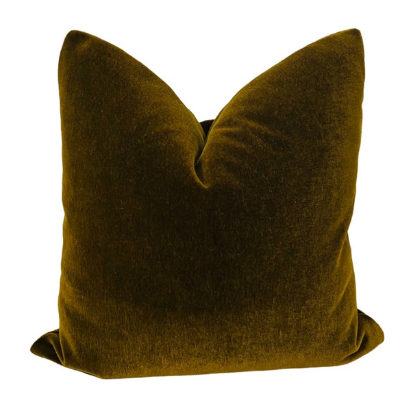 Olive Brown Mohair Pillow Cover, Lumbar Mohair Pillow Cover, Dark Greenish Brown Mohair Pillow Cover, Large Mohair Pillow Cover