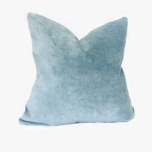 Blue Linen Velvet Pillow Cover -  lumbar  medium blue, powder blue, throw pillows, lumbar pillow, large pillows, velvet pillow