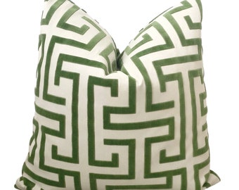 Ming Trail Green Pillow Cover, Velvet Ming Style Pillow Cover, Thibaut Custom Pillow Cover