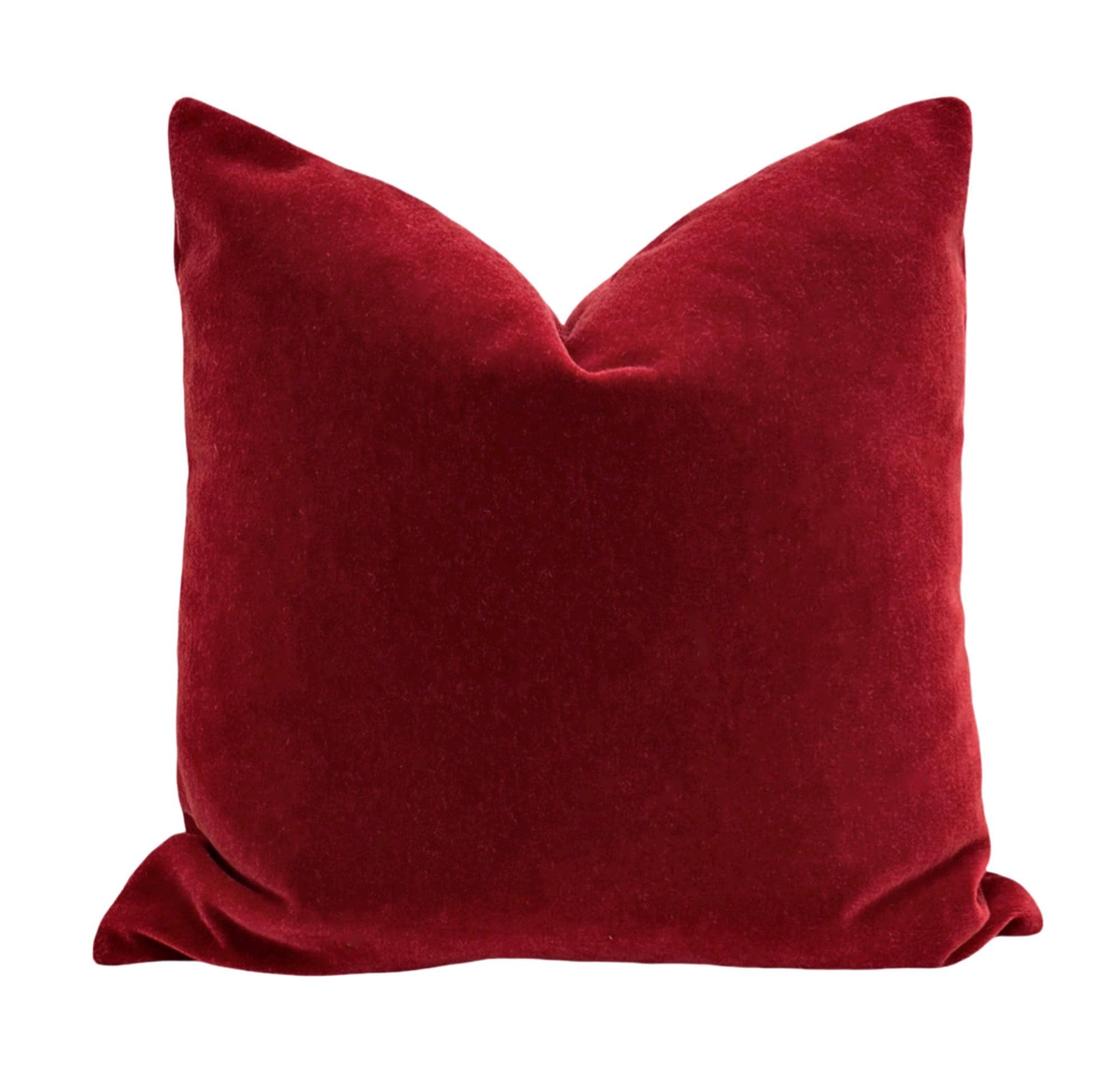 Red Mohair Pillow Cover, Two-Sided Mohair Pillow Cases, Lumbar Covers, Red Cushion Covers