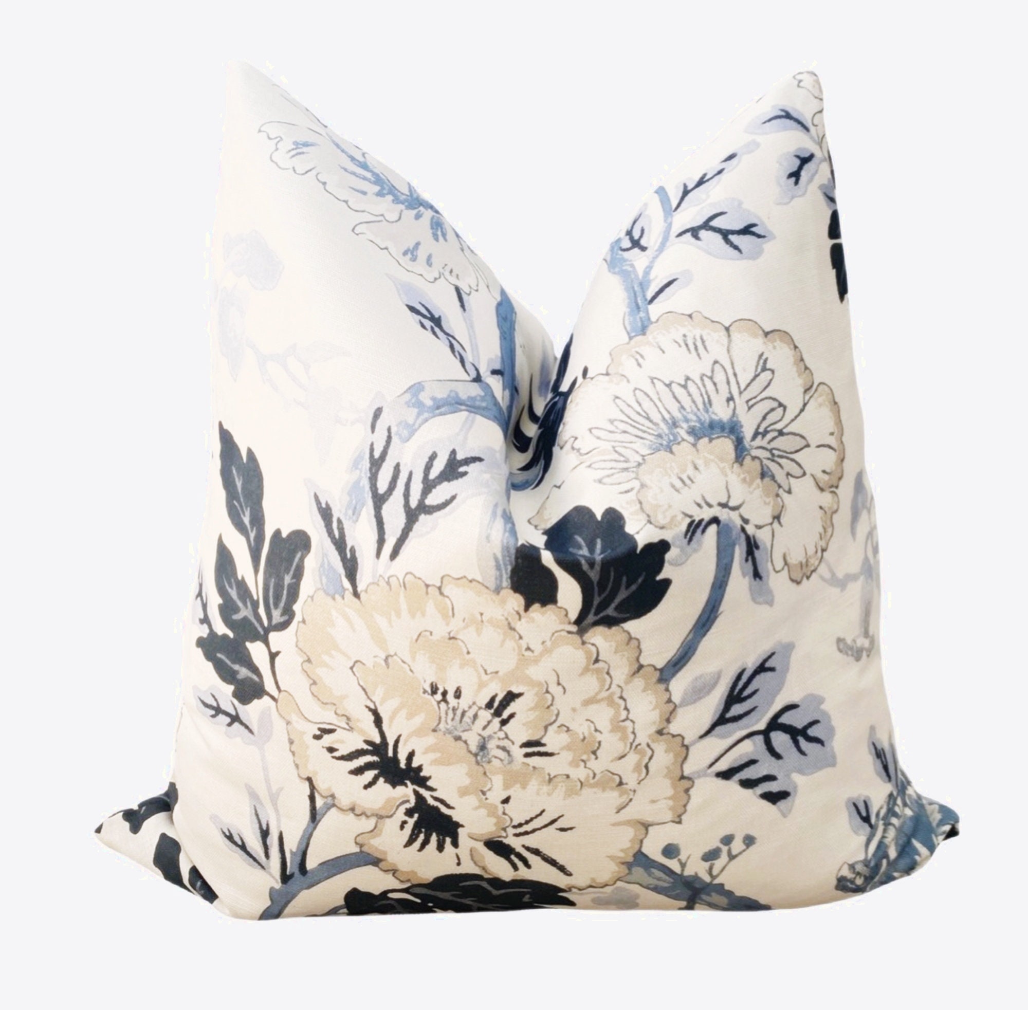 Contemporary Blue & White Floral Pillow Cover Blue and White Etsy