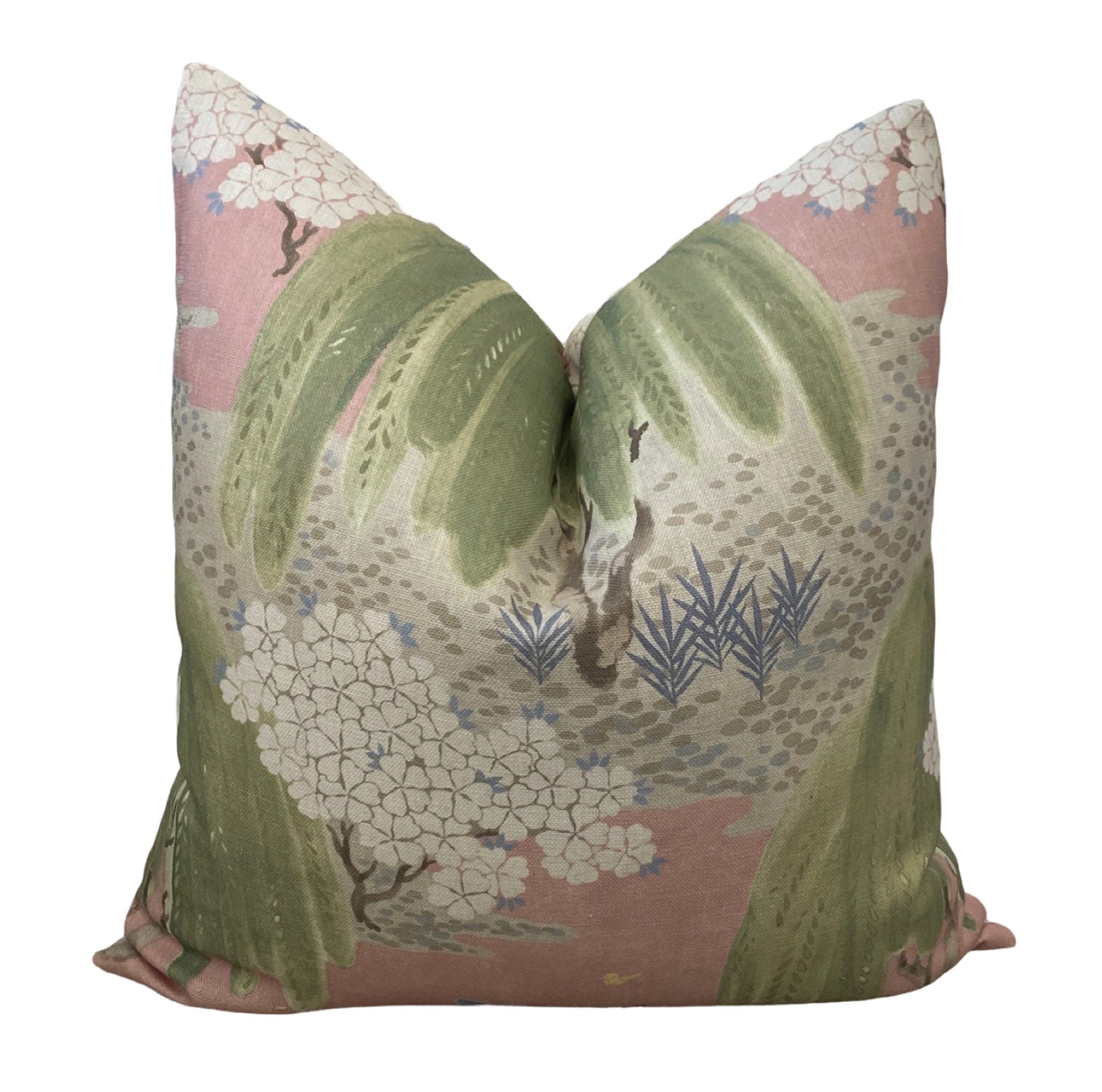 Botanical Thibaut Willow Tree Blush Throw Pillow Cover