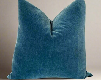 Pacific mohair kussensloop, blauwe mohair kussensloop, blauw kussen, groot mohair kussen, lumbale mohair kussen