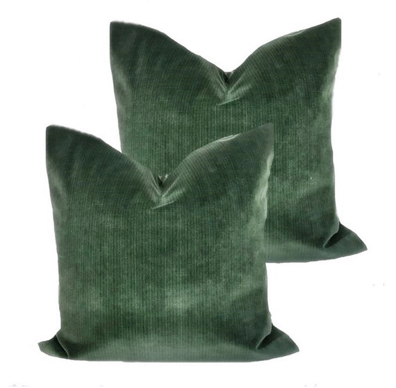 Hunter Green Strie Velvet Pillow Cover Hunter Green Strie Velvet Pillow Cover