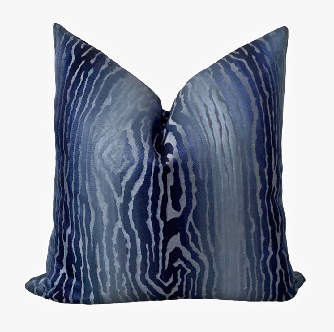 Thibaut Traduzione Pillow Cover Twosided, Navy Moire Pillow Cover, Etsy