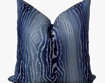 Thibaut Traduzione Pillow Cover - Two-Sided, Navy Moire Pillow Cover,