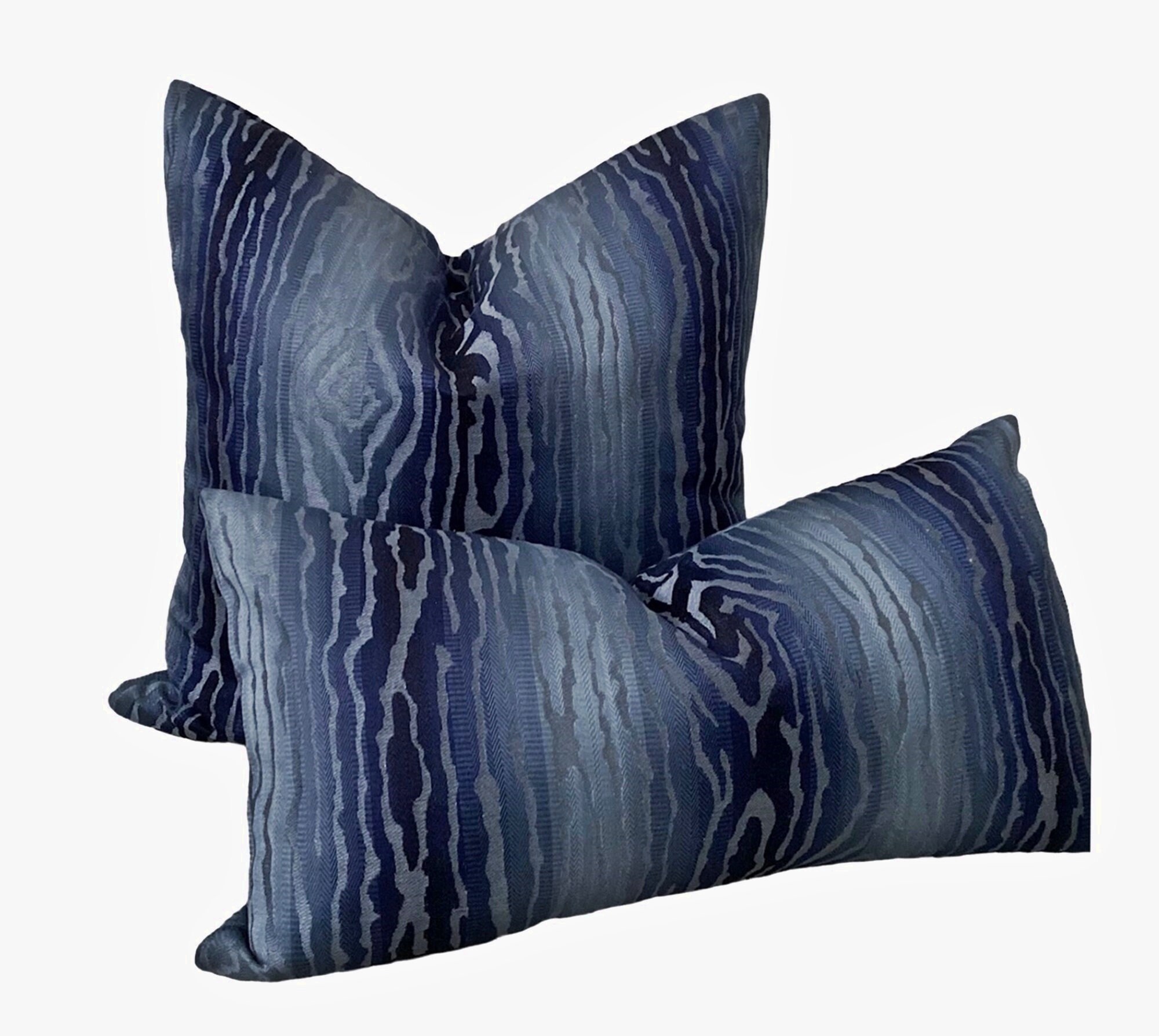 Thibaut Traduzione Pillow Cover Twosided Navy Moire Pillow Etsy
