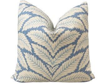 Blue White Botanical Pillow Cover - Blue Leaf Pillow Cover, Blue  White Linen Pillow Cover, Talavera