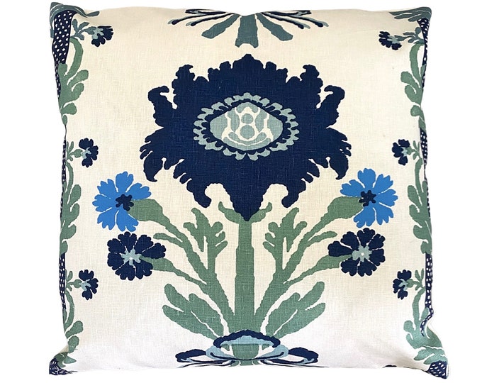 Quadrille Navy Island Palm Decorative Pillow Cover 20X20 Blue, Throw