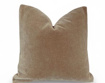 Buff Mohair Pillow Cover, Tan Pillow Cover, Genuine Mohair Pillow Cover, Two Sided Mohair Pillow Cover