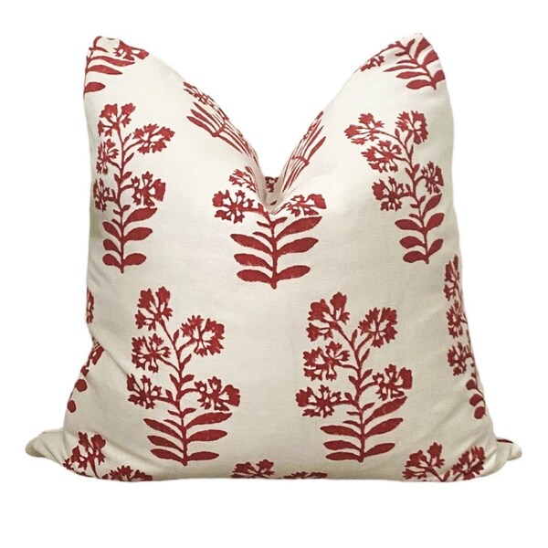 Red Floral Pillow Etsy