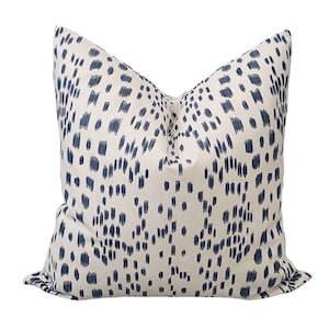 Blue Abstract Animal Print Cover, TWO SIDED Blue White Pillow Cover