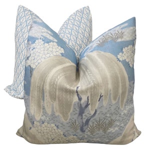 Anna French Blue Willow Tree Cover, Blue Ivory Botanical Pillow Cover