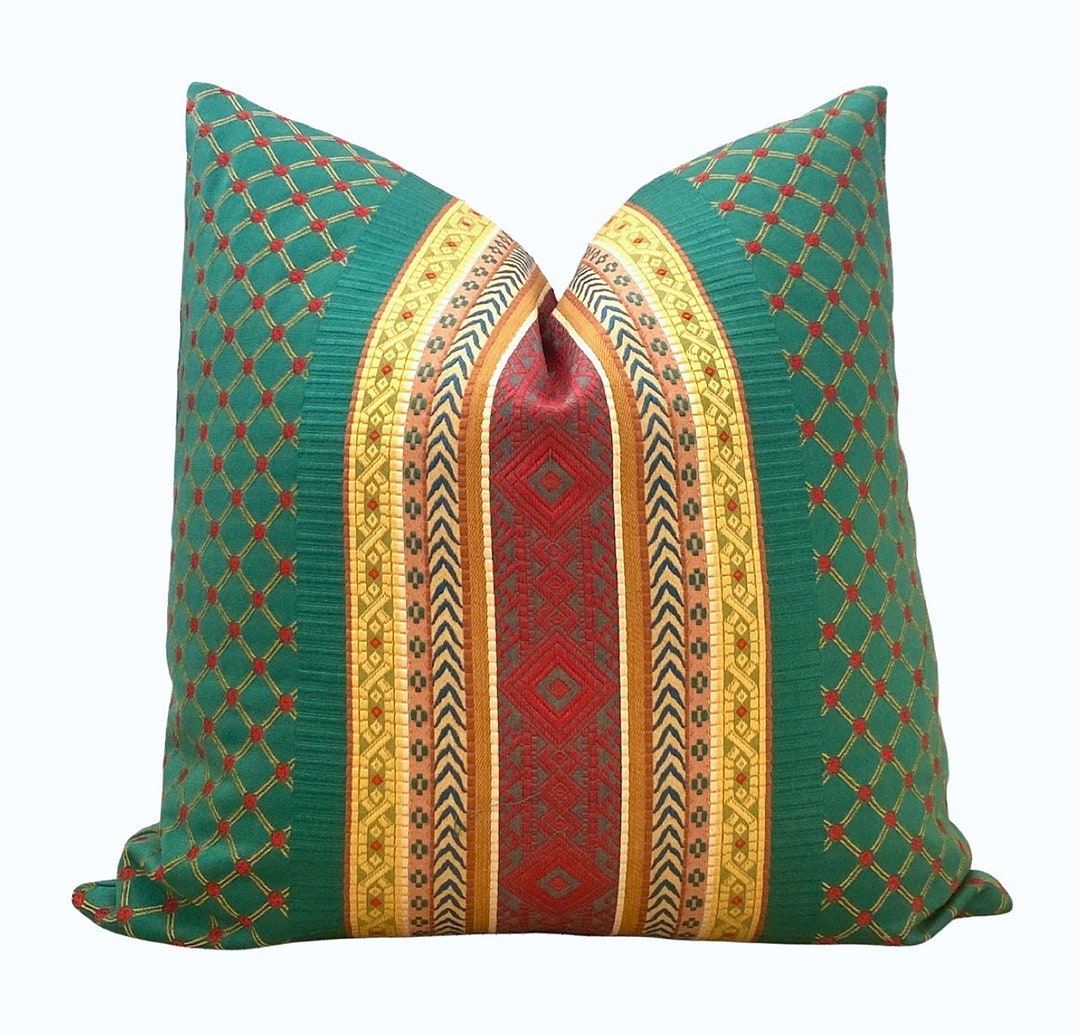 Italian Pillow Cover Red Green Gold Pillow Cover Etsy