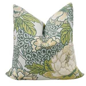 Honshu Robin&#39;s Egg Pillow Cover, Pastel Floral Pillow Cover, Asian Print, Thibaut