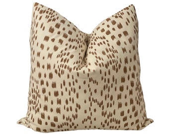 Tan Abstract Animal Print Cover, TWO SIDED Animal Print Pillow Cover, Brown Spotted Pillow Cover