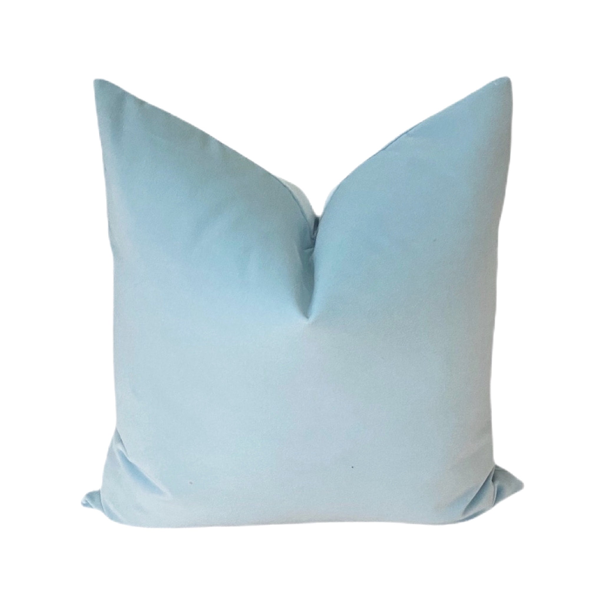Sky Blue Cotton Velvet Pillow Cover Baby Blue Velvet Pillow Etsy