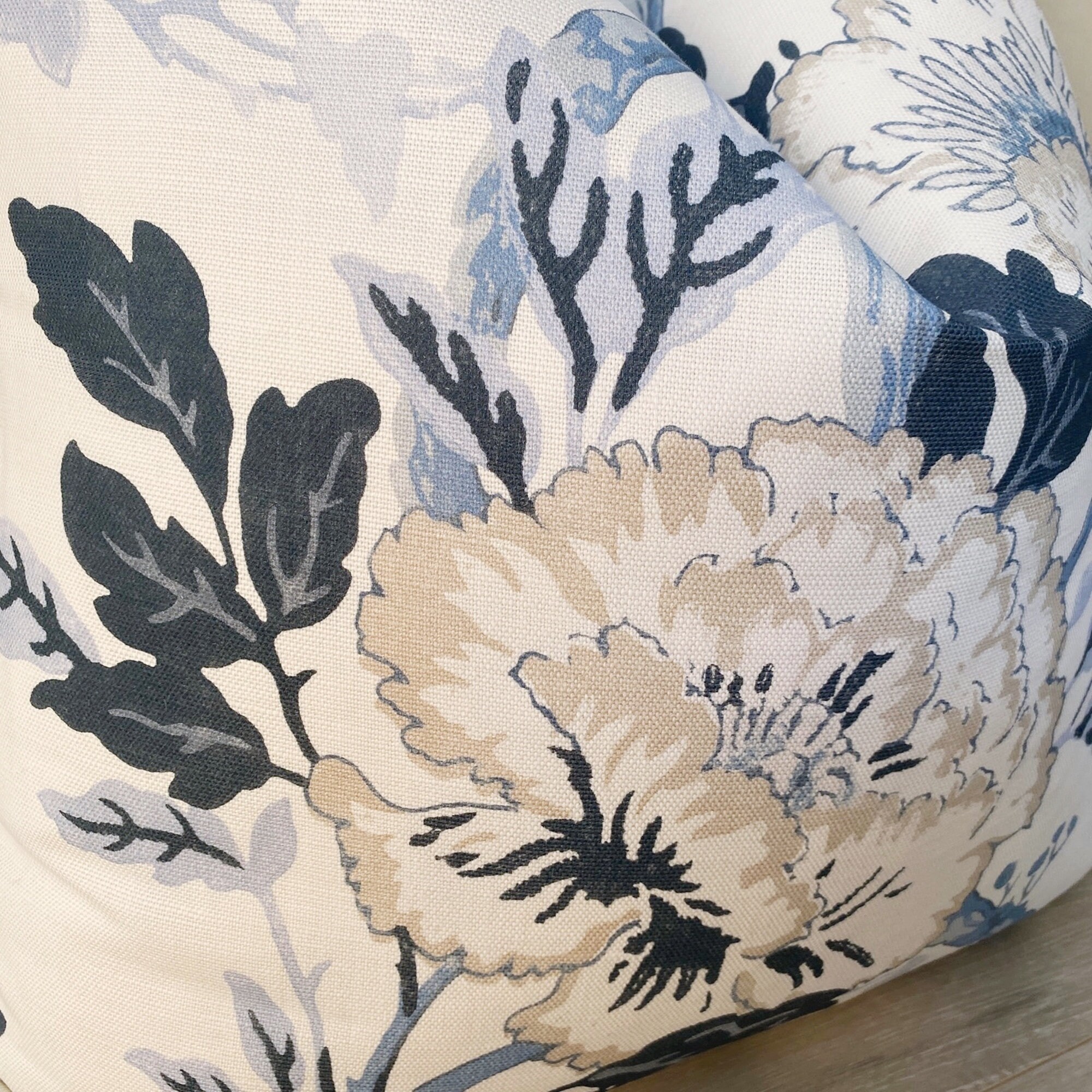 Contemporary Blue & White Floral Pillow Cover Blue and White Etsy