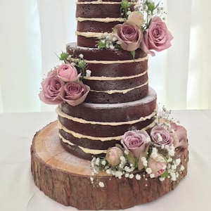 Gorgeous 15" Rustic log slice x 3" thick, ideal for wooden wedding cake stand or table centrepiece